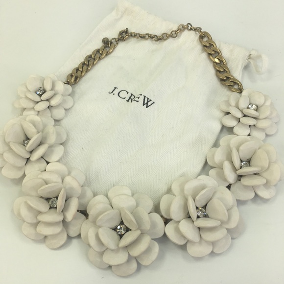 J. Crew Jewelry - J Crew white flower statement necklace bold